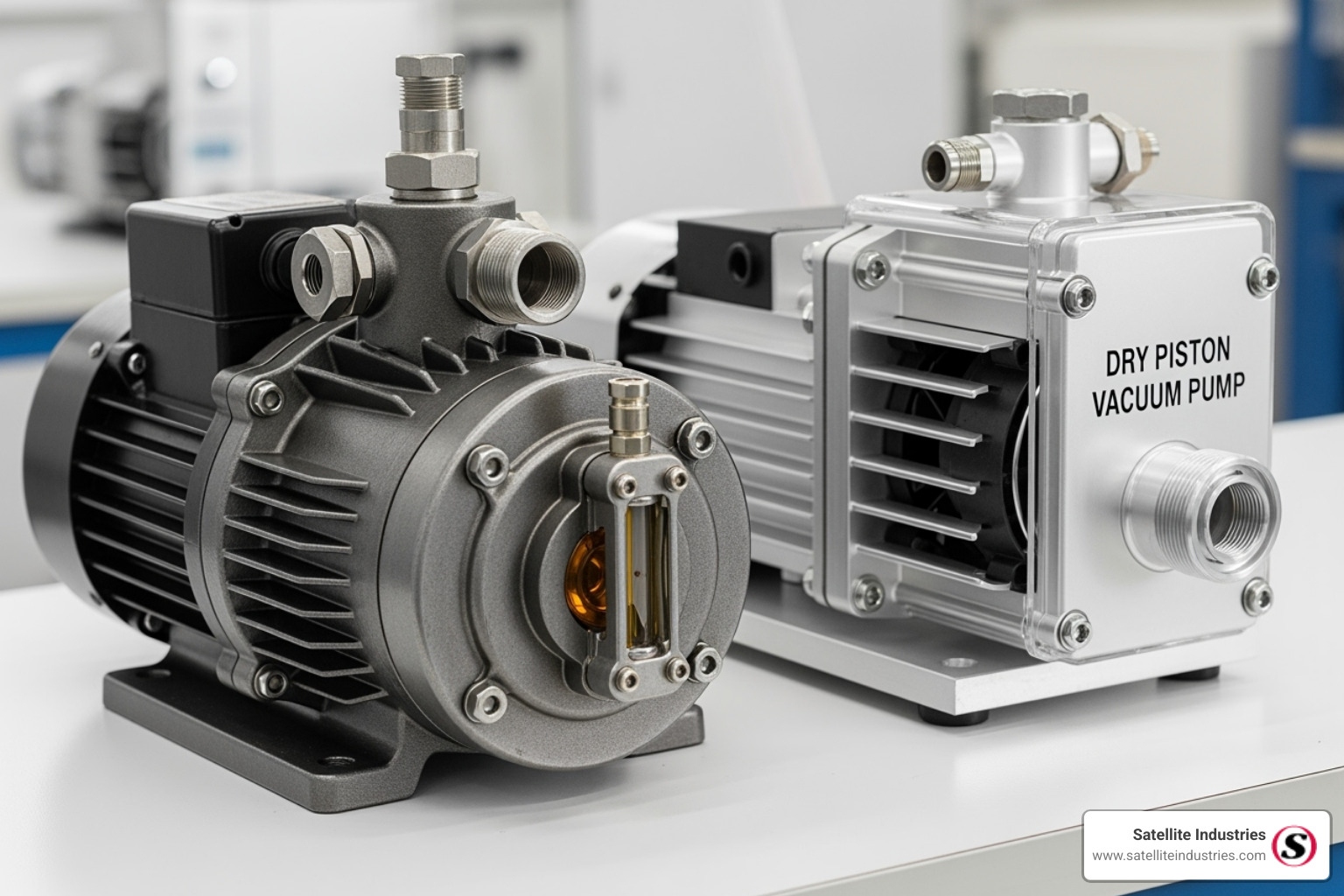 Side-by-side comparison of different vacuum pump types - High volume vacuum