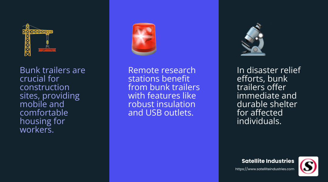 Example of a bunk trailer at a construction site - Bunk trailer for sale infographic 3_facts_emoji_blue