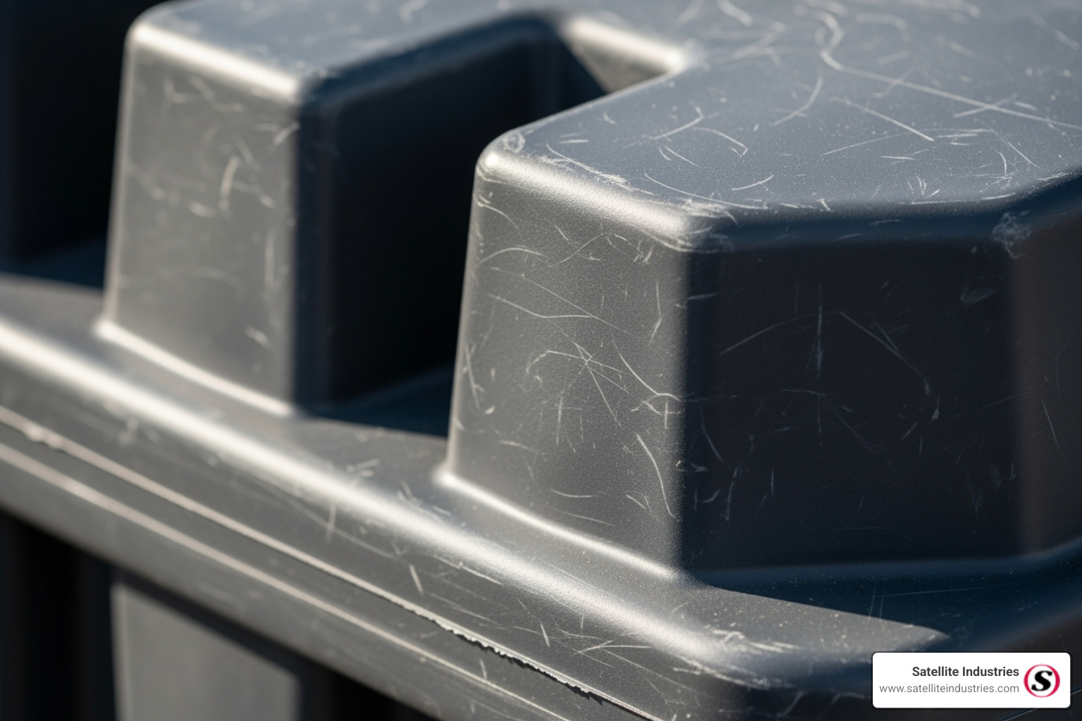 close-up on the rugged, textured material of a portable tank - portable septic tank for camper