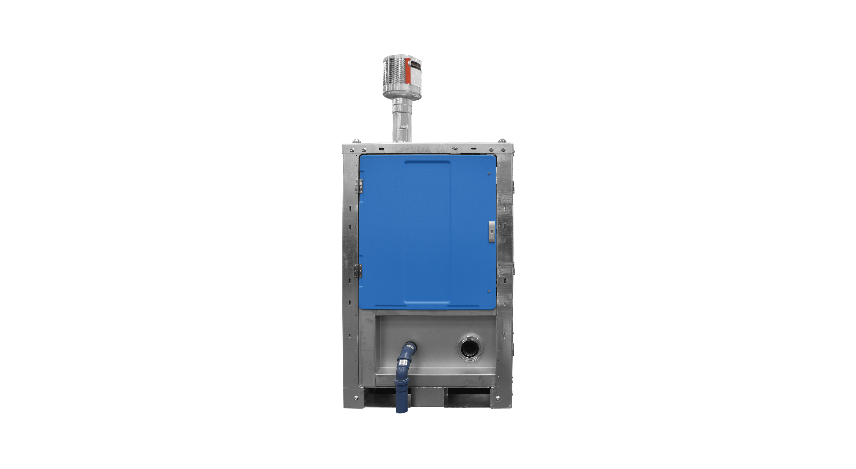 Jets™ NOMAD Flow Control Unit with a blue door and stainless steel frame, equipped with a vent.