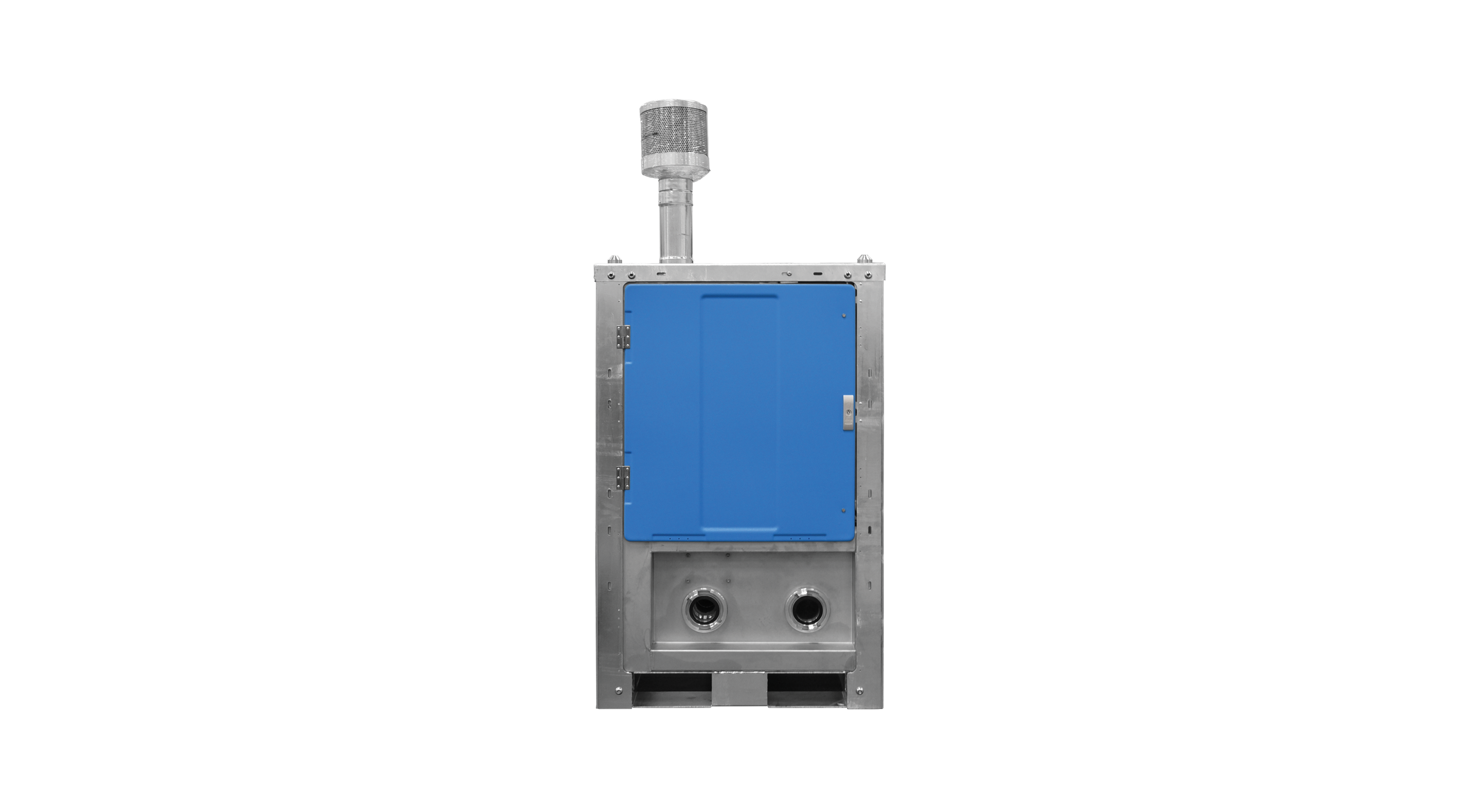 NOMAD Transfer Unit with a blue door and metallic body, featuring exhaust pipe at the top.