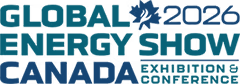 Logo of Global Energy Show Canada in blue and green, featuring a stylized wave design.