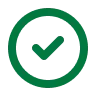 Green circle with a check mark inside indicating confirmation or success.