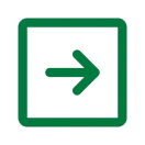 Green right-pointing arrow inside a square border.