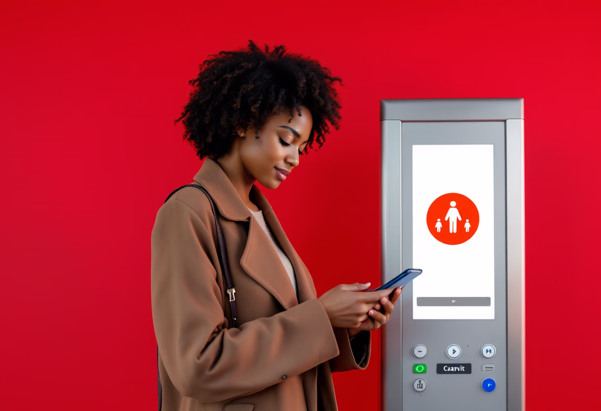 image of a commuter using a transportation app