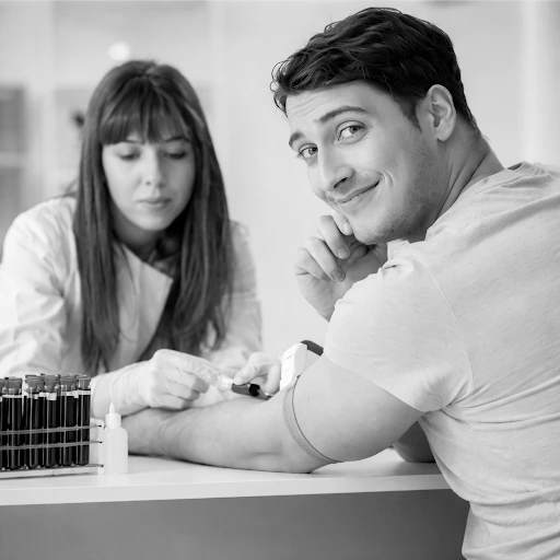 Man getting his blood drawn