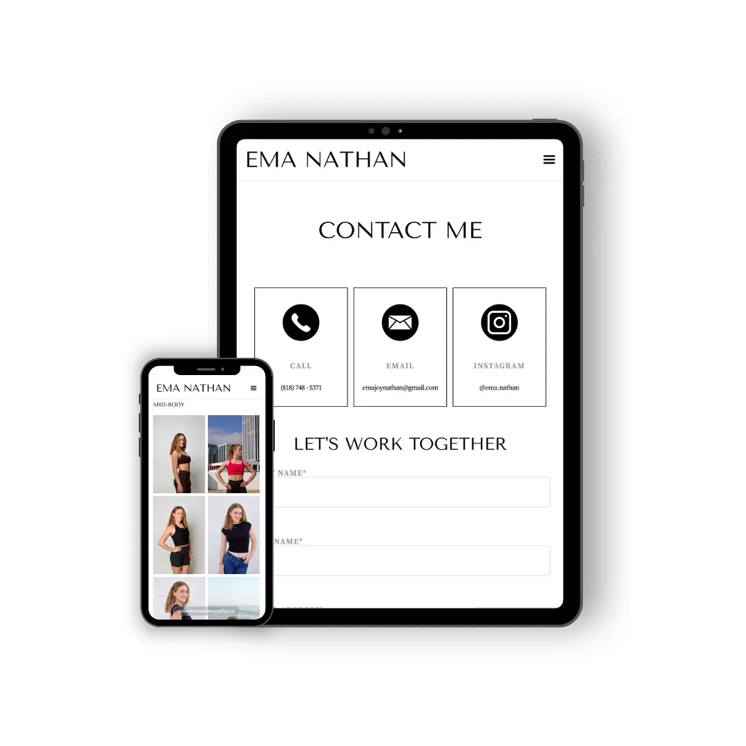 Modeling website display on mobile and tablet.