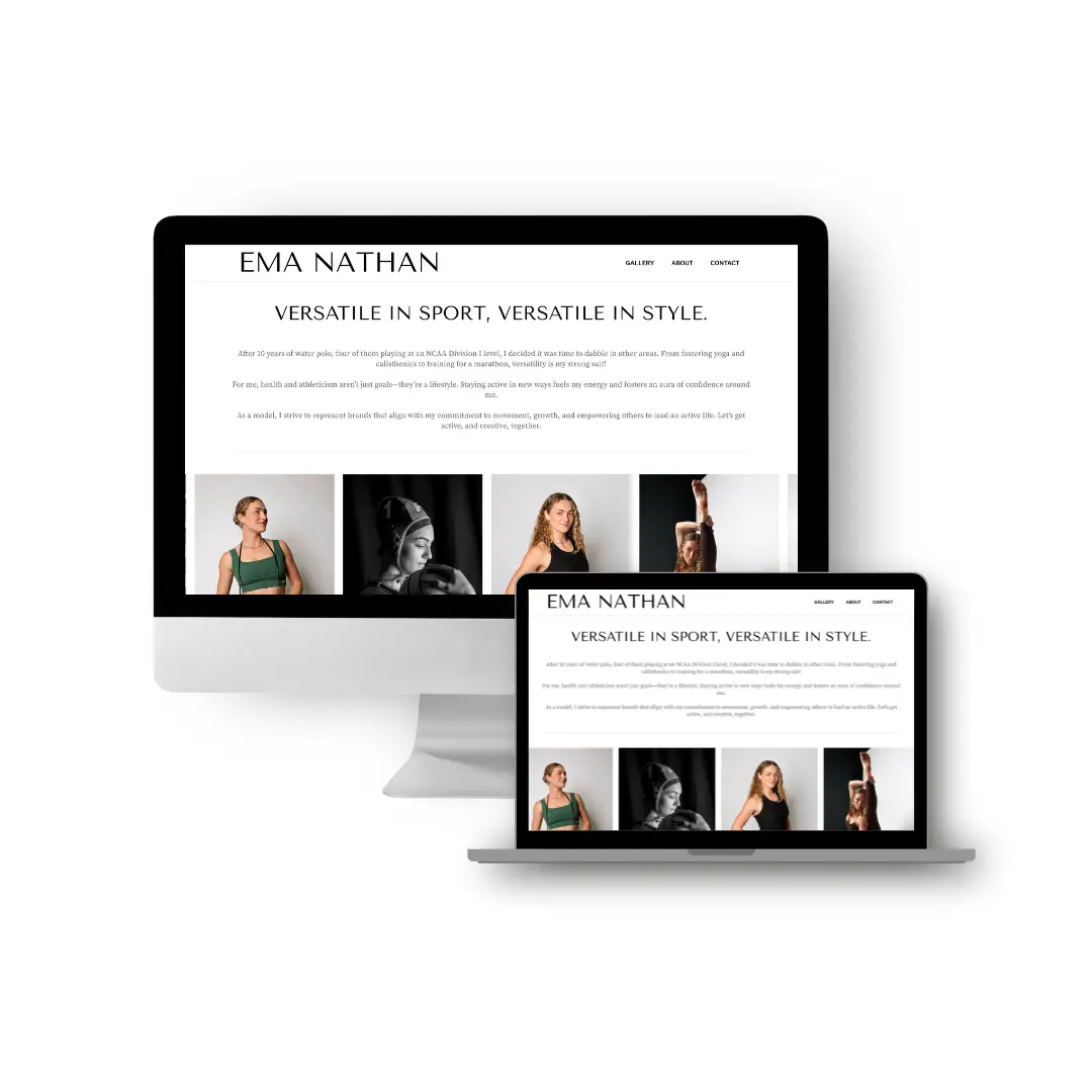 Modeling website display on desktop and laptop.