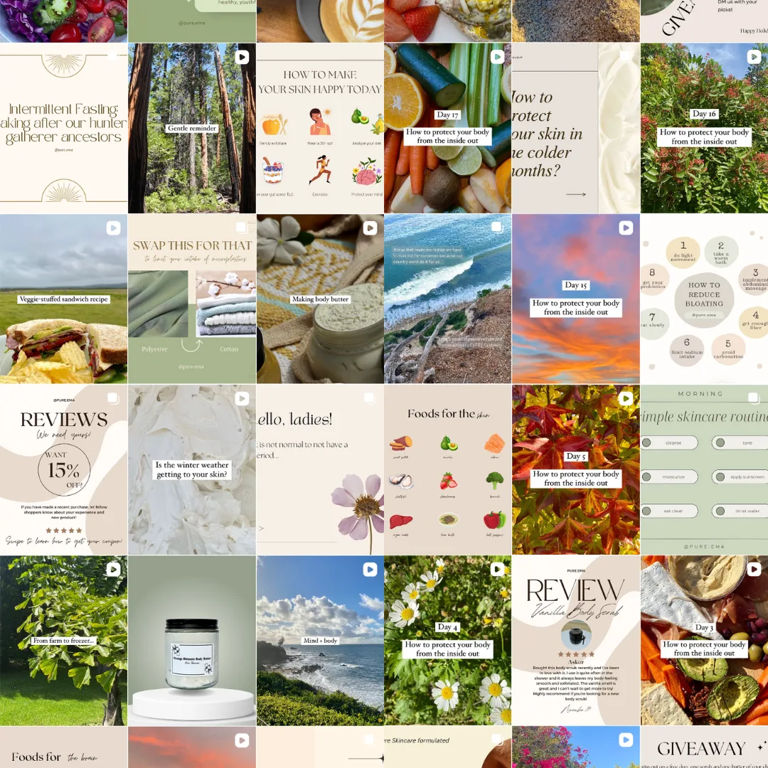 Pure Skincare Shop instagram content.