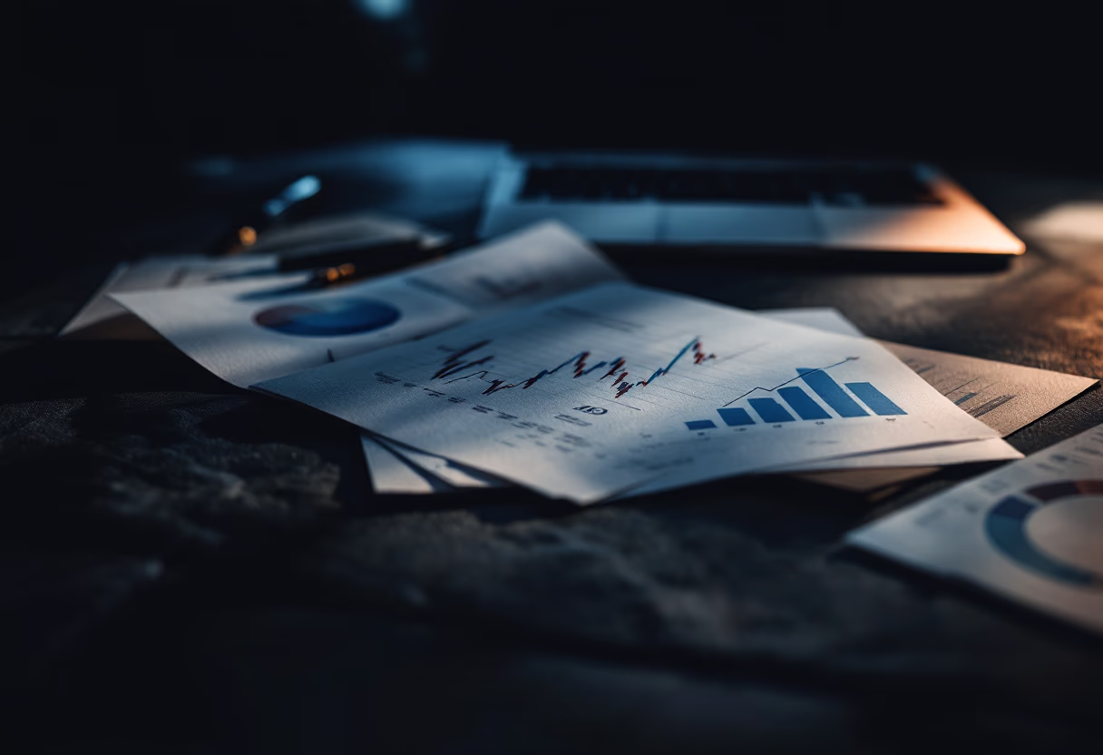 background image of financial documents, graphs (for a financial advisor)