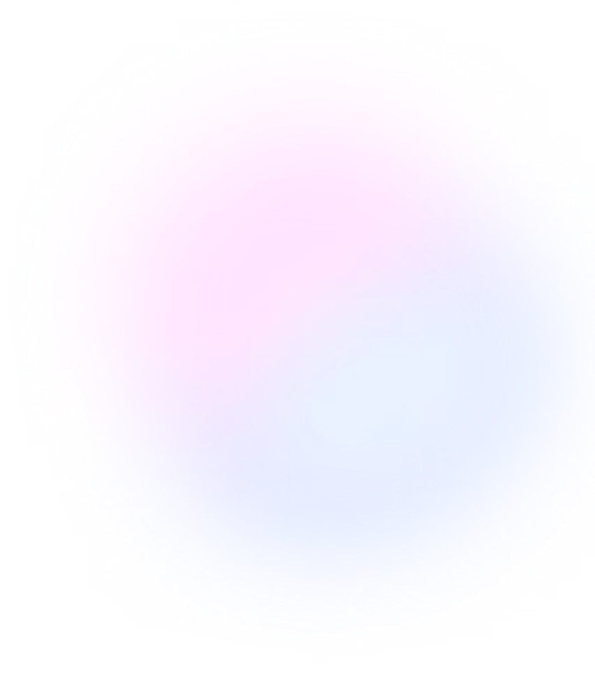 Soft gradient circle blending pastel pink and blue hues with a glowing effect.