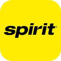Spirit Airlines logo on a yellow background.