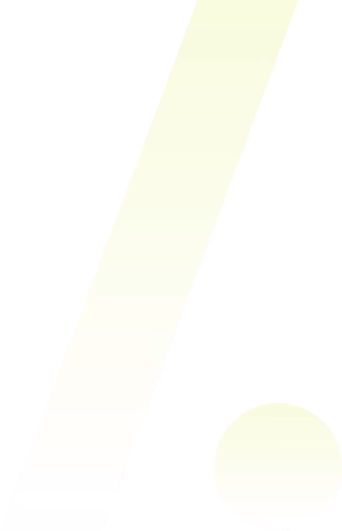 Minimalistic logo with a thick diagonal stripe and a circle in light pastel yellow on a transparent background.