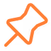 Orange pushpin icon tilted to the right.