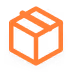 Orange cube-shaped package icon with three visible sides outlined in orange on a white background.