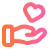 Illustration of an open hand with a heart floating above it.