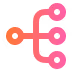 Orange node connected to three pink nodes arranged in a branching structure.