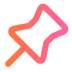 Stylized pushpin icon with an orange and pink gradient.