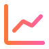 Line chart with pink upward trend line and dots, showing growth or increase.