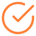 Orange check mark inside an incomplete circular outline.