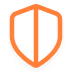Orange shield outline with a vertical stripe down the center.