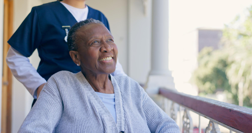 Senior adult receiving attentive medical care at a clinic