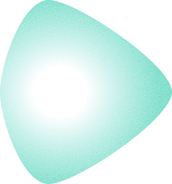 Abstract triangular shape with rounded corners and a circular cutout in the center, filled with a turquoise gradient.