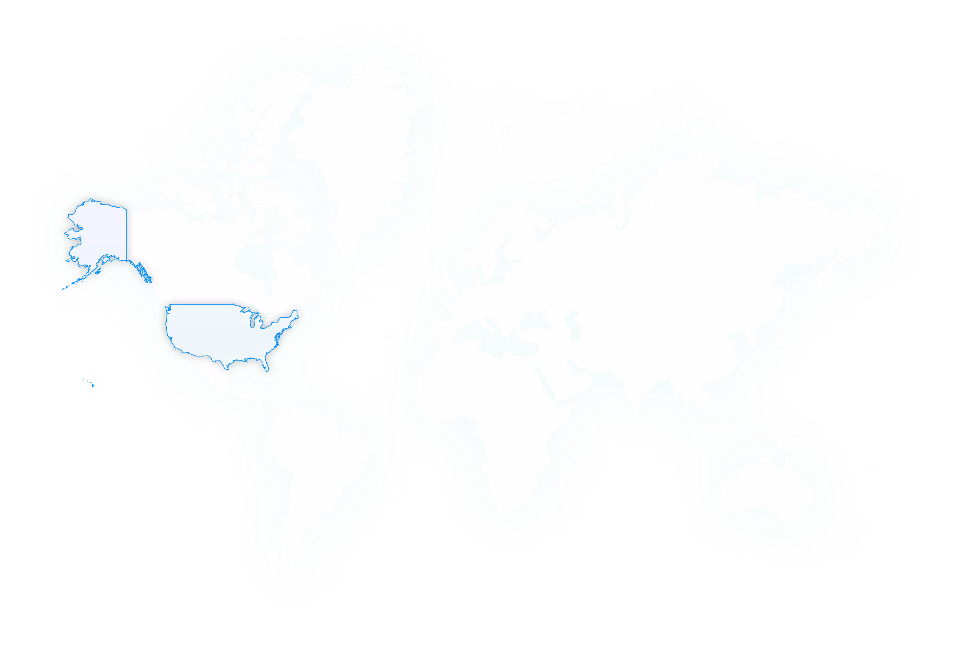 Stylized world map featuring simplified continents surrounded by concentric turquoise rings against a black background.