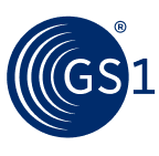 GS1 logo with stylized white curved lines on a blue circle background.