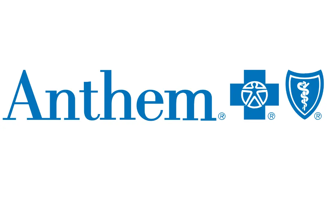 Anthem logo with a blue cross and shield medical symbols on a white background.