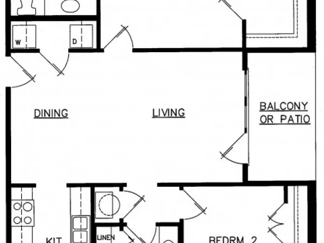 2 Bed 2 Bath 60 HC Floor Plan Layout