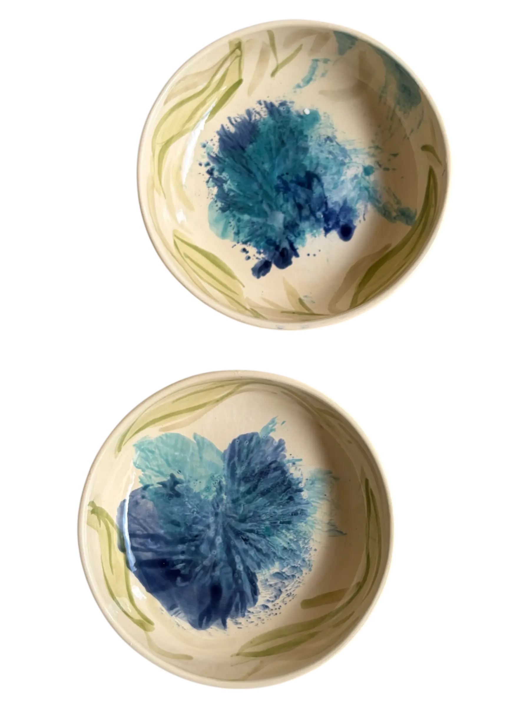 Dupla Tigela Flor Azul Aquarelada