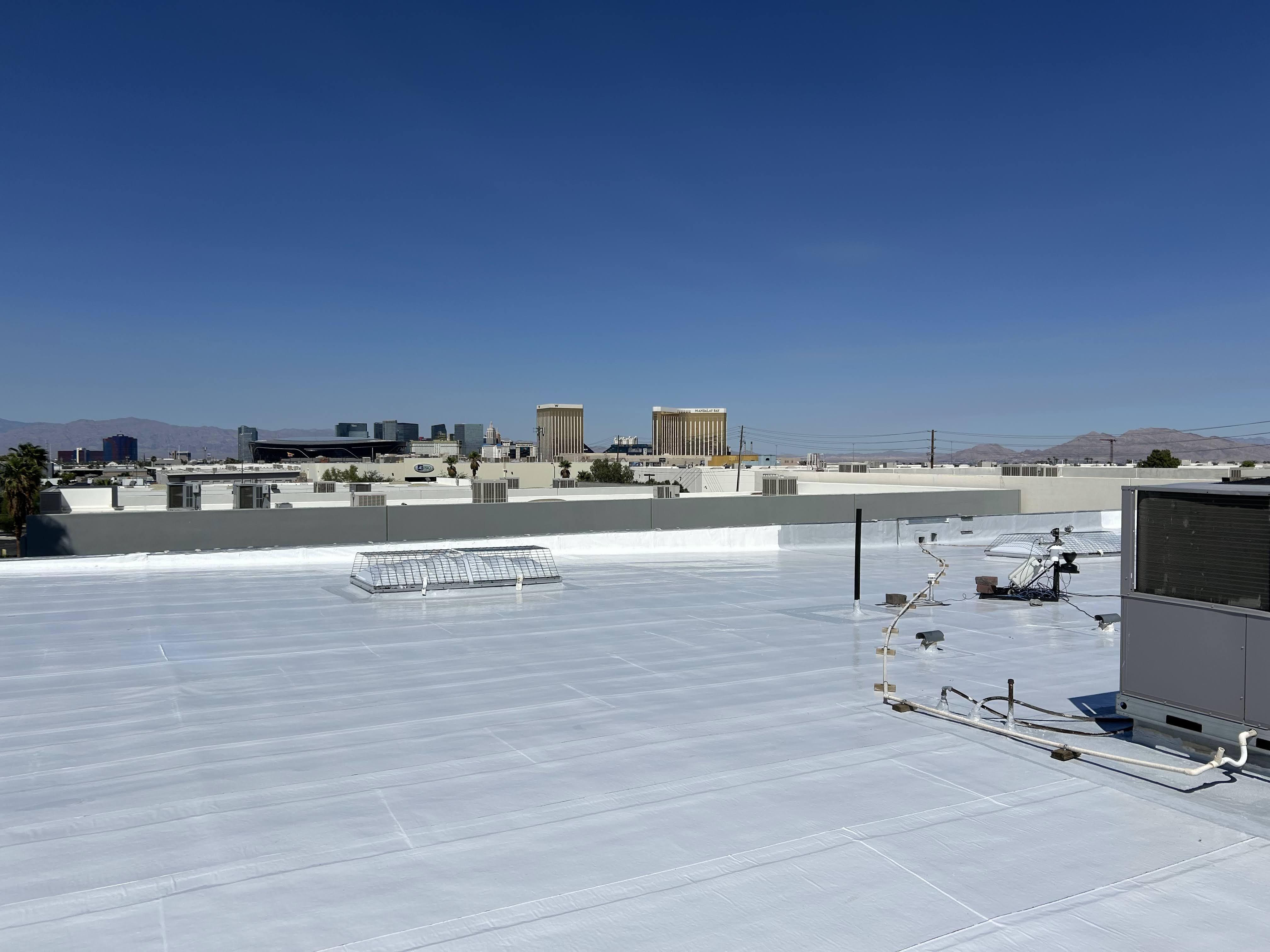 [background image] of downtown area (for a roofing contractor)