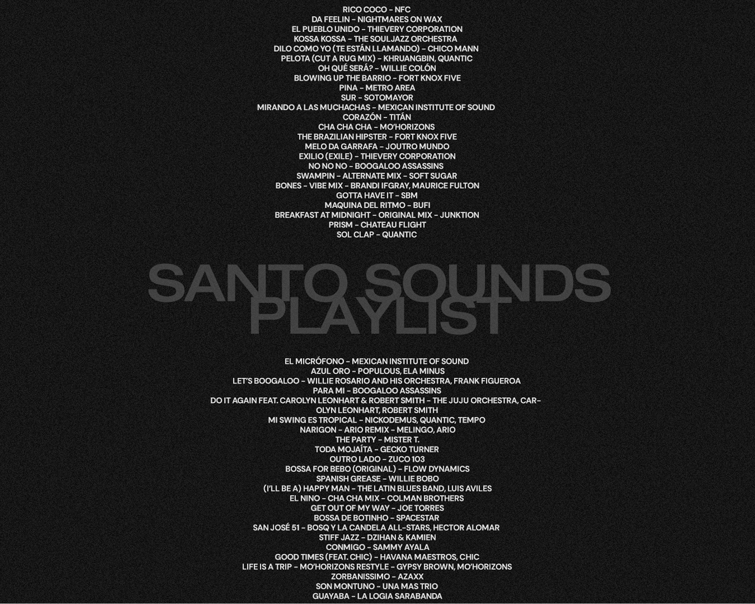 Santo Taco evening playlist back cover