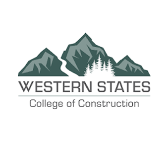 Logo of Western States College of Construction with mountains and pine trees graphic.
