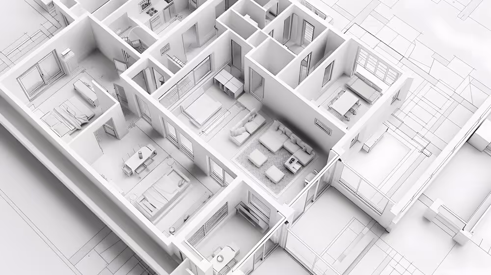 Berechnung von Bruttorauminhalt und Grundfläche sowie bemaßte Grundrisse