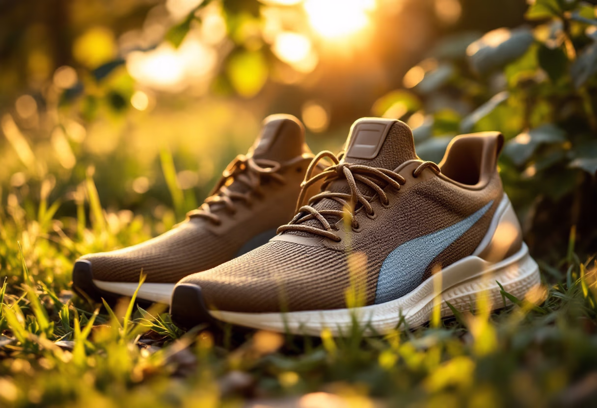 image of running shoes on display (for a footwear store)