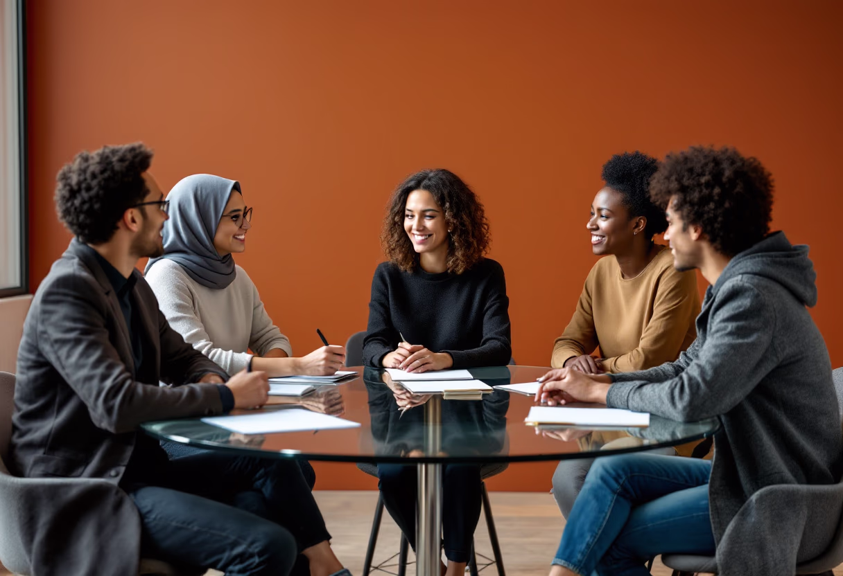 image of a diverse team in a meeting (for edtech)