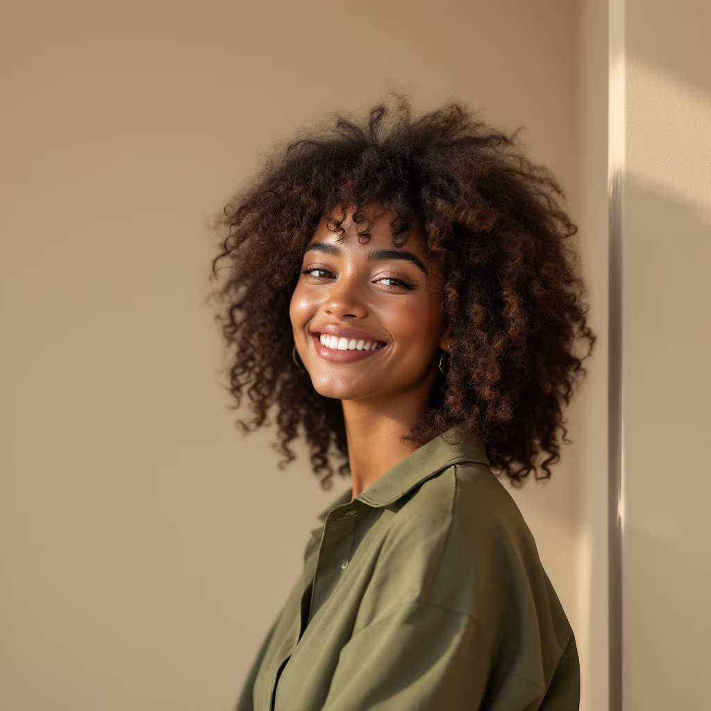 [headshot] image of customer (for a clothing boutique)