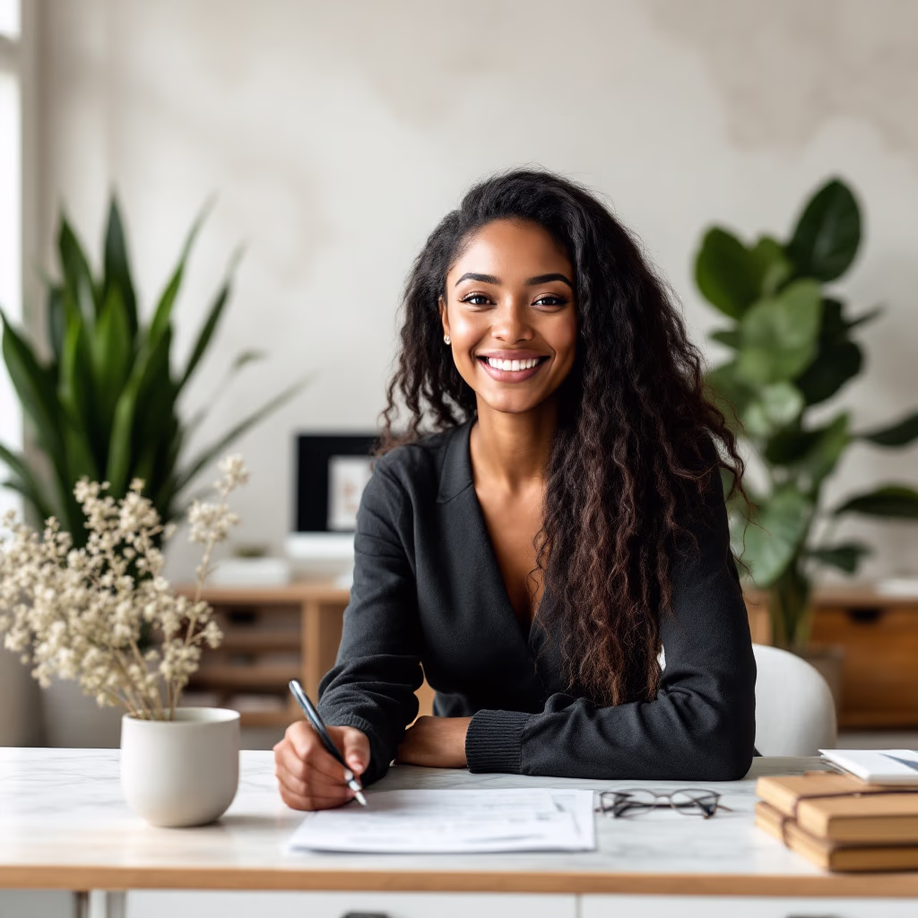 <subject>[headshot] image of customer (for a productivity tools business)</subject>