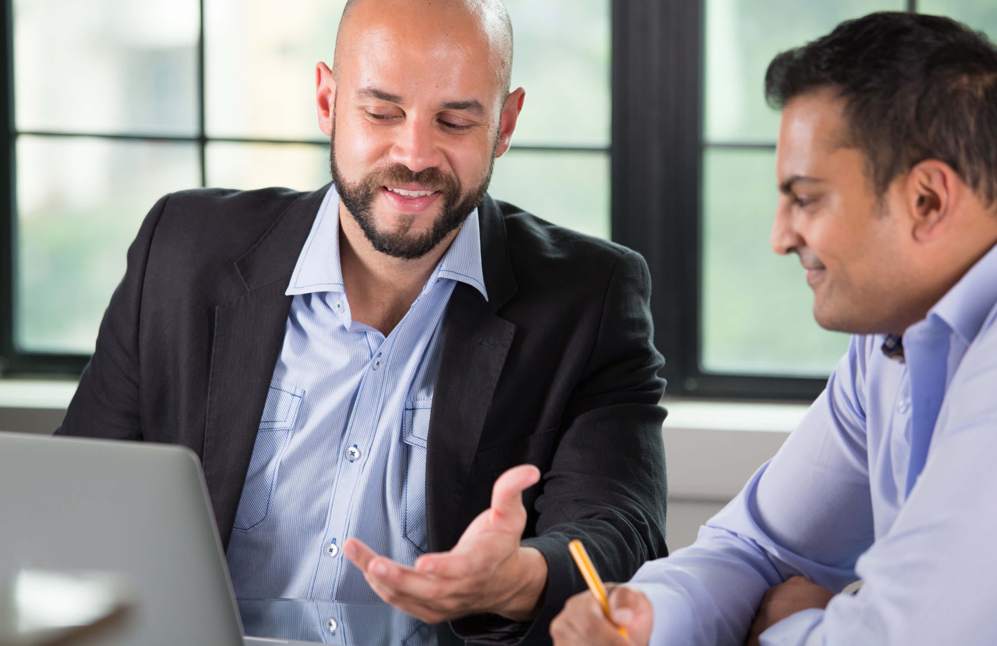 2 business man talking