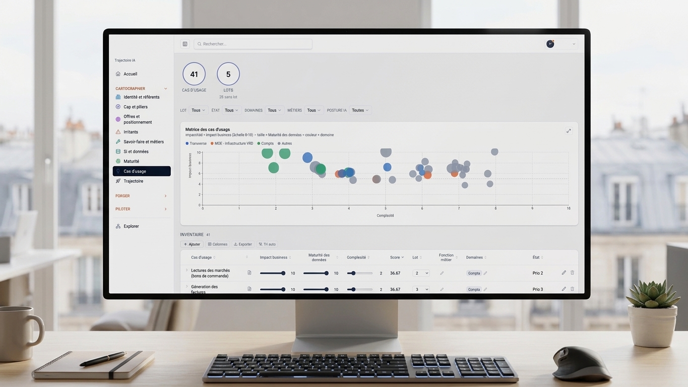 Aperçu de la plateforme Trajectoire IA - module Cartographier
