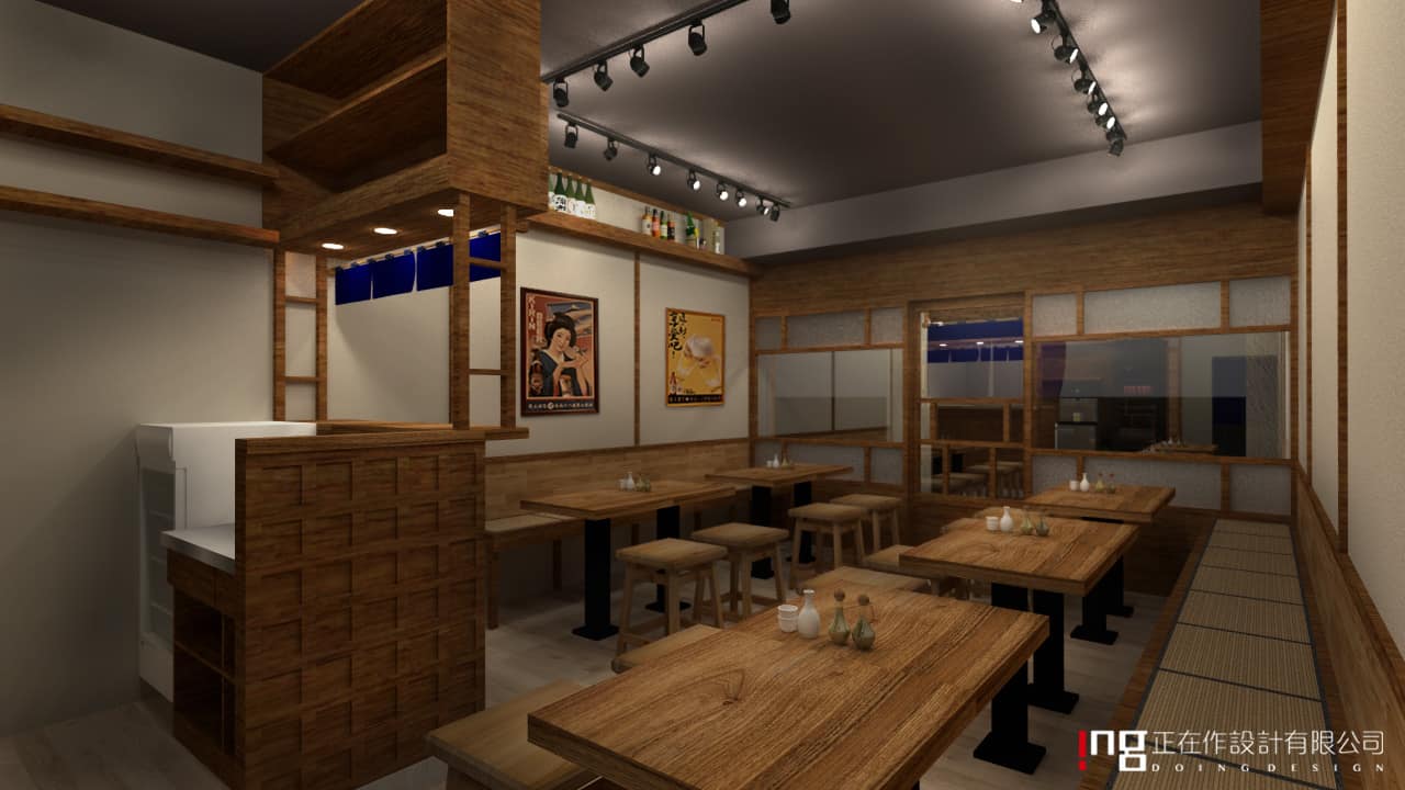 日式串燒店動線規劃-吧檯設計與品牌識別延伸-連鎖店裝潢策略