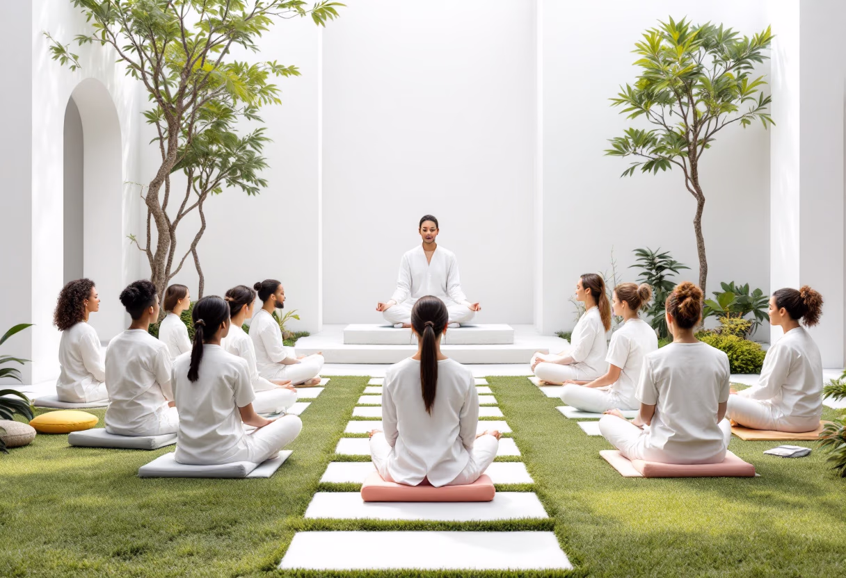 image of outdoor meditation (for a buddhist monasteries & temple)