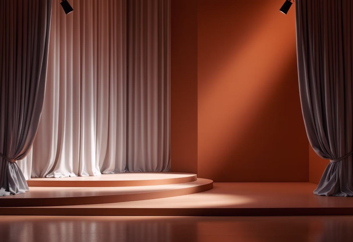 [background image] of a theater stage (for an entertainment company)