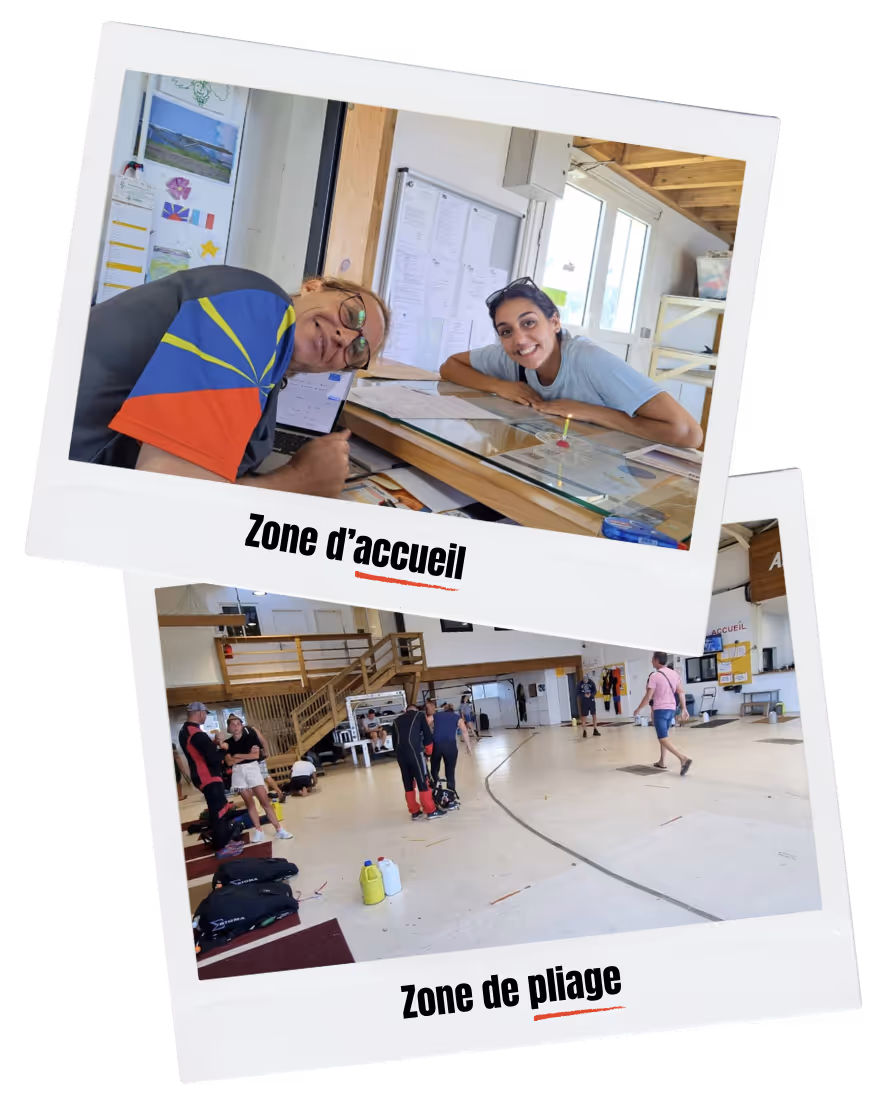 ZONE D'ACCEUIL ET ZONE DU PLIAGE DU PARACLUB DE BOURBON À LA RÉUNION