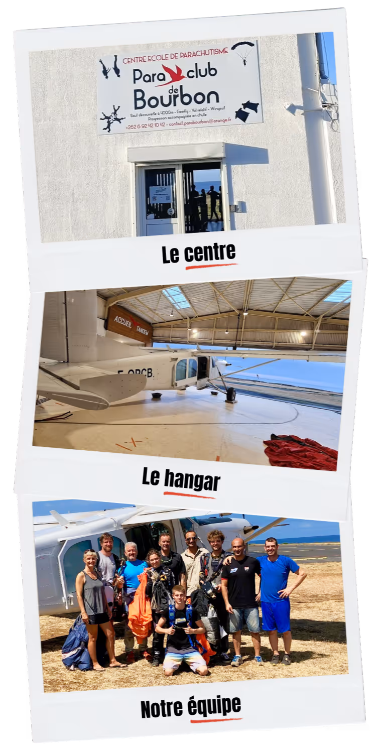 LE CENTRE - LE HANGAR - NOTRE EQUIPE DU PARACLUB DE BOURBON - ILE DE LA REUNION