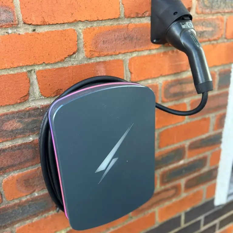 hypervolt ev charger with pink light