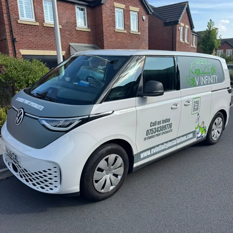 EV Infinity branded installation van