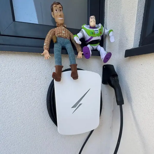 white hypervolt ev charger no wires showing